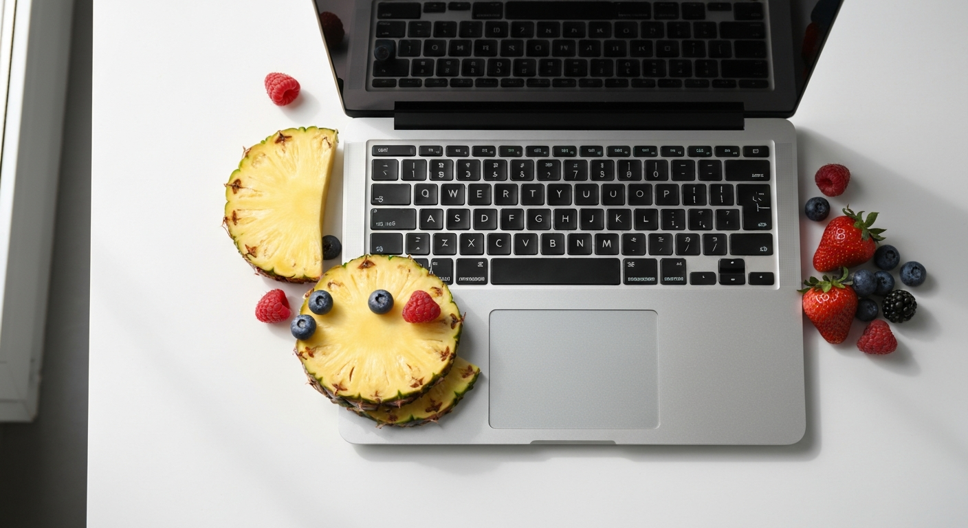 Laptop and fruits
