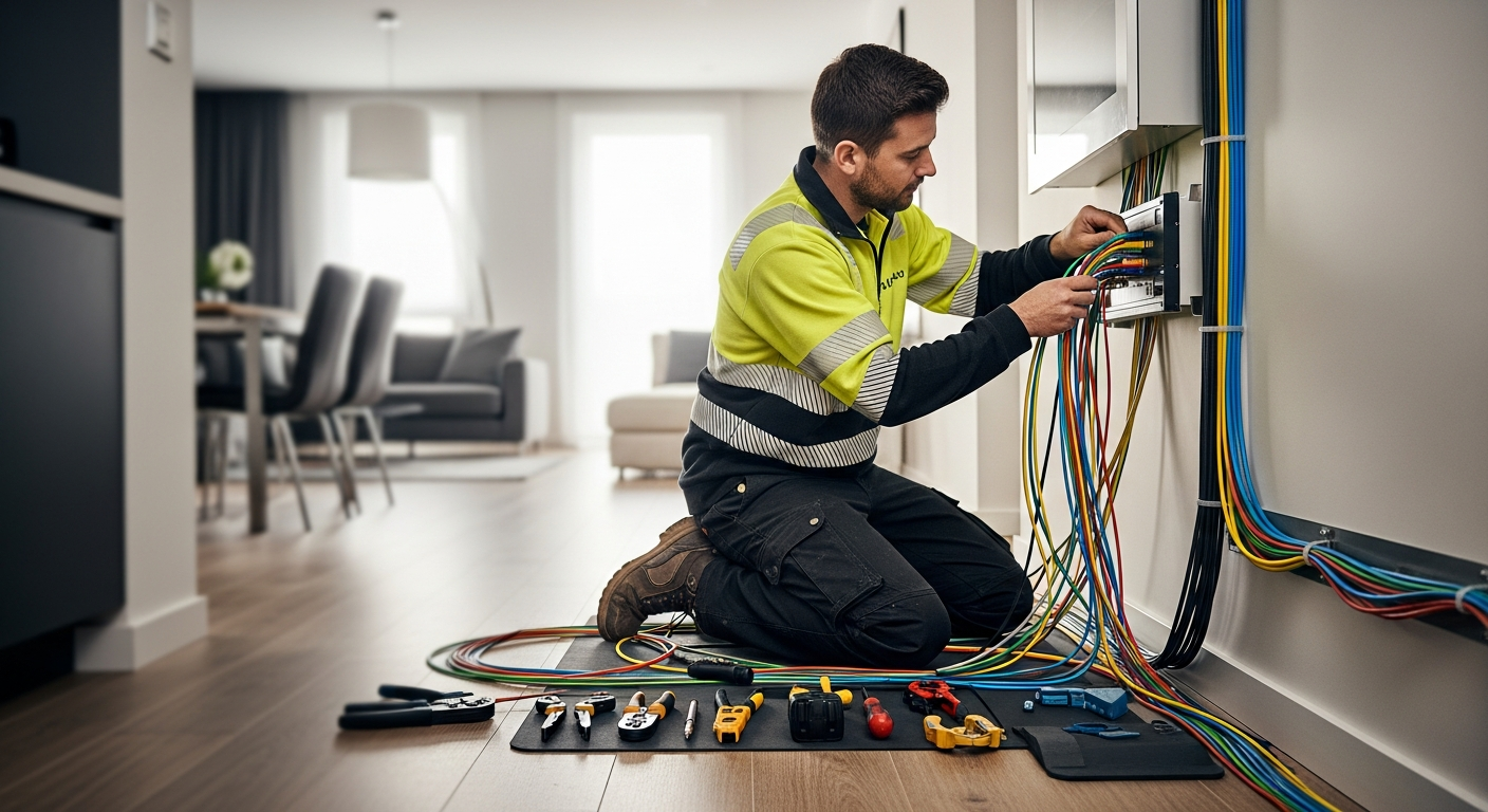 Telecommunications professional at work
