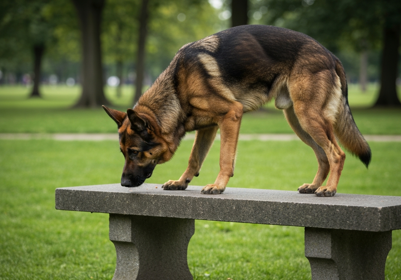 Hund übt auf einem glatten Untergrund