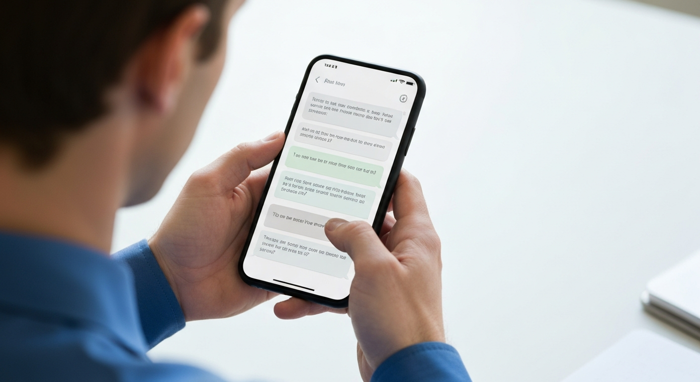 Smartphone showing professional text message conversation