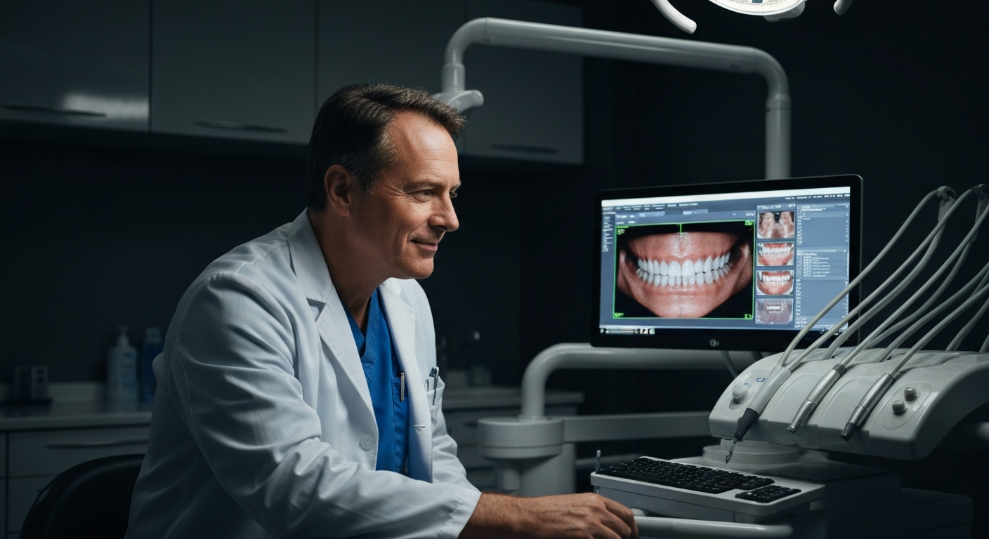 Dentist reviewing emergency patients