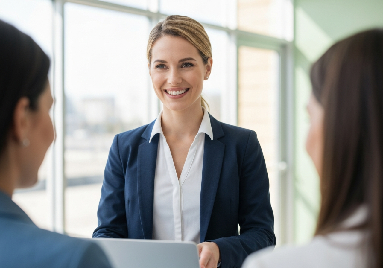 Happy customer service representative