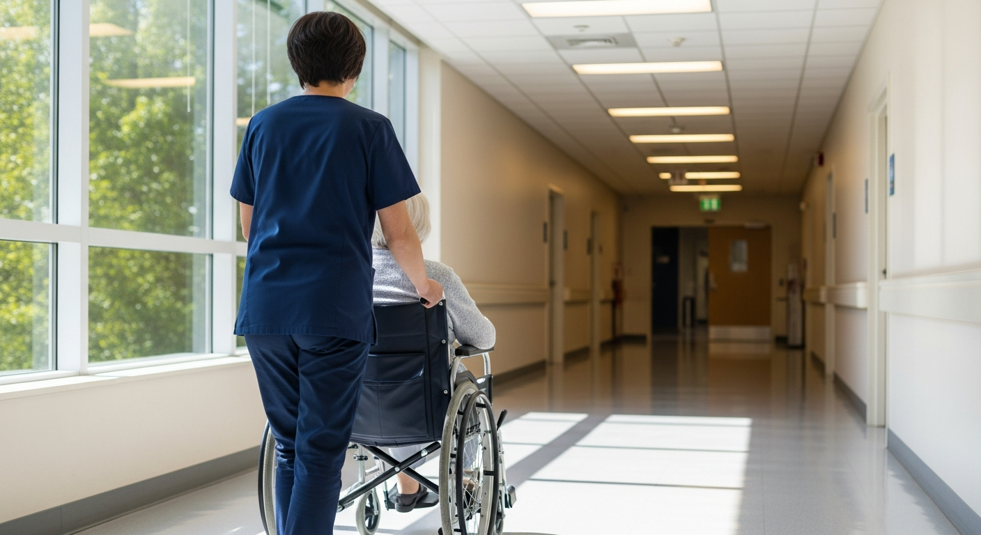 Caregiver helping patient