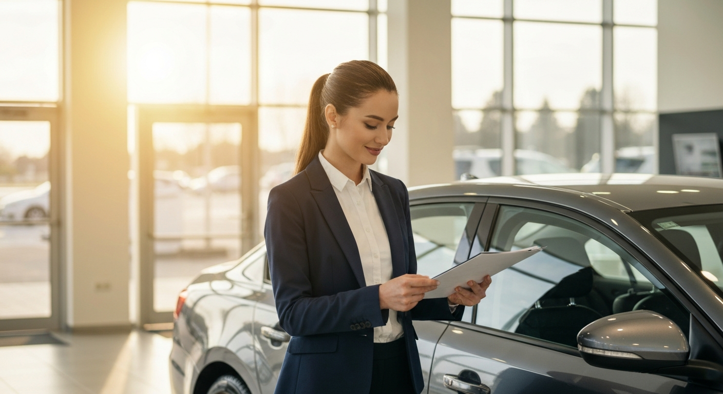 Person reviewing auto loan documents