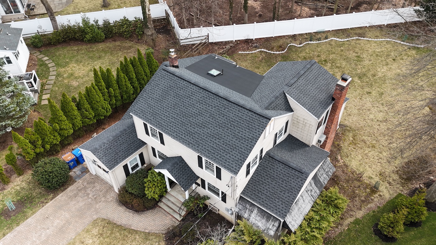 Completed residential roof drone shot