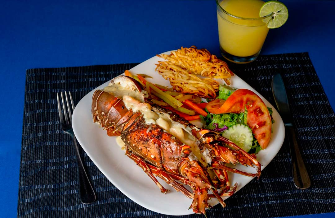 Lobster with shrimp sauce