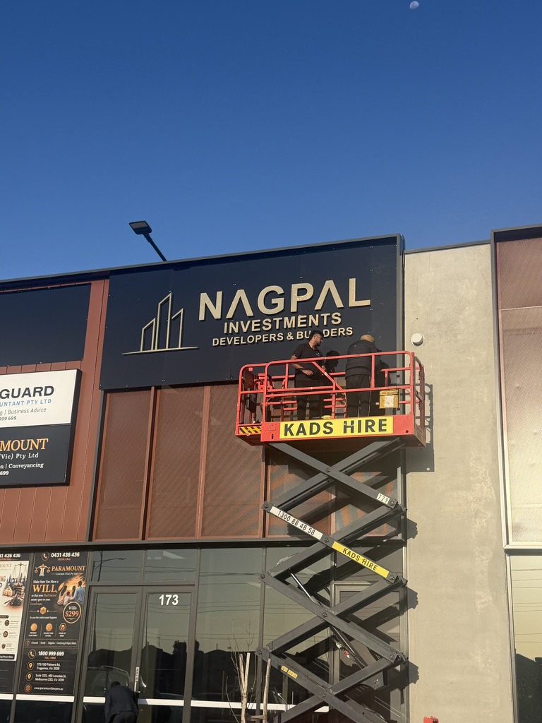 NAGPAL Signage Scissor Lift Installation