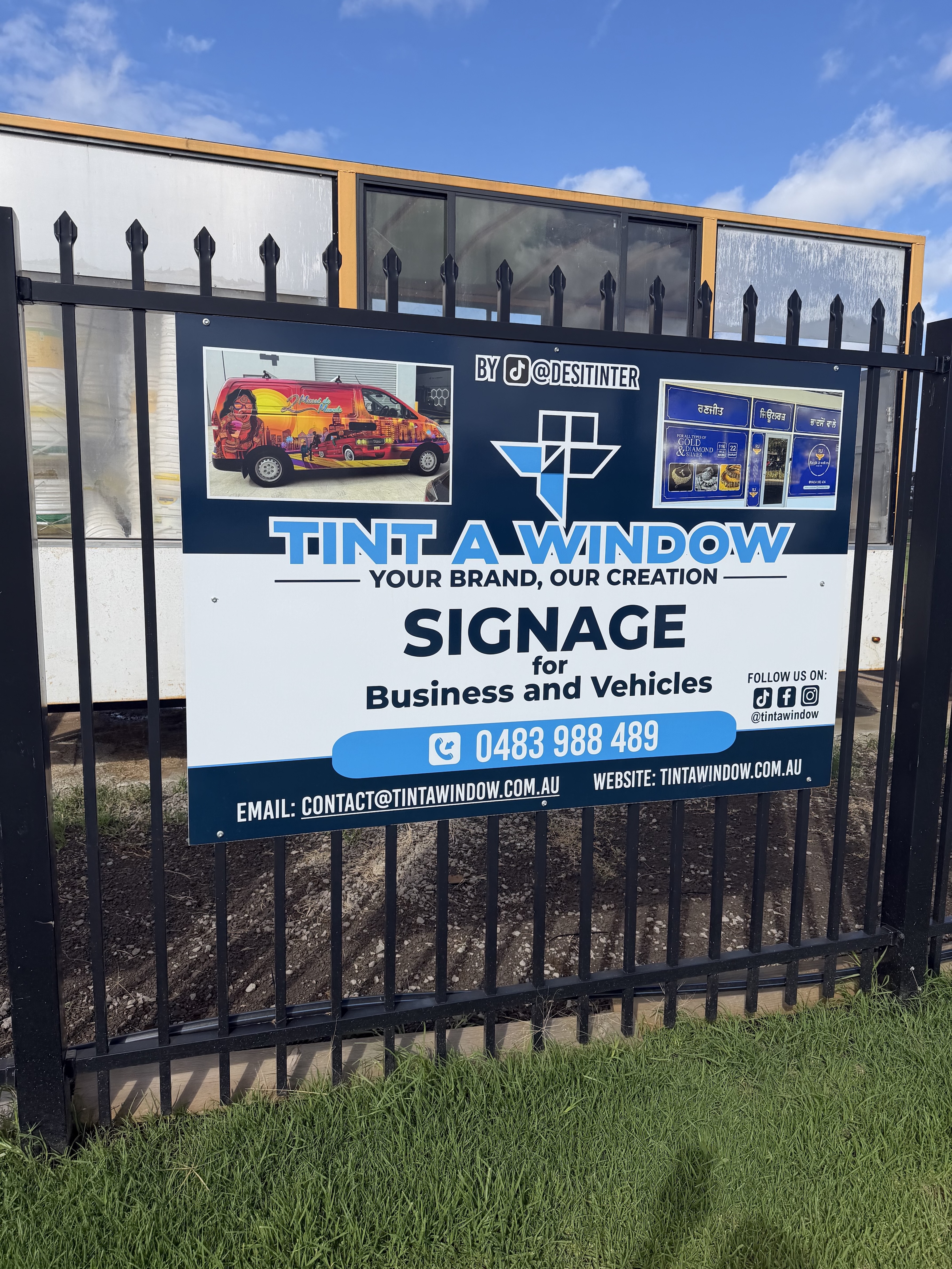 Tint A Window Fence Sign