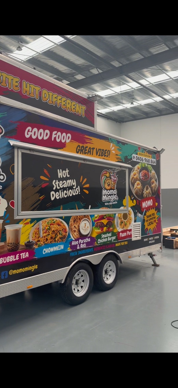 Momo Mingle Food Truck Service Window & Menu Wrap