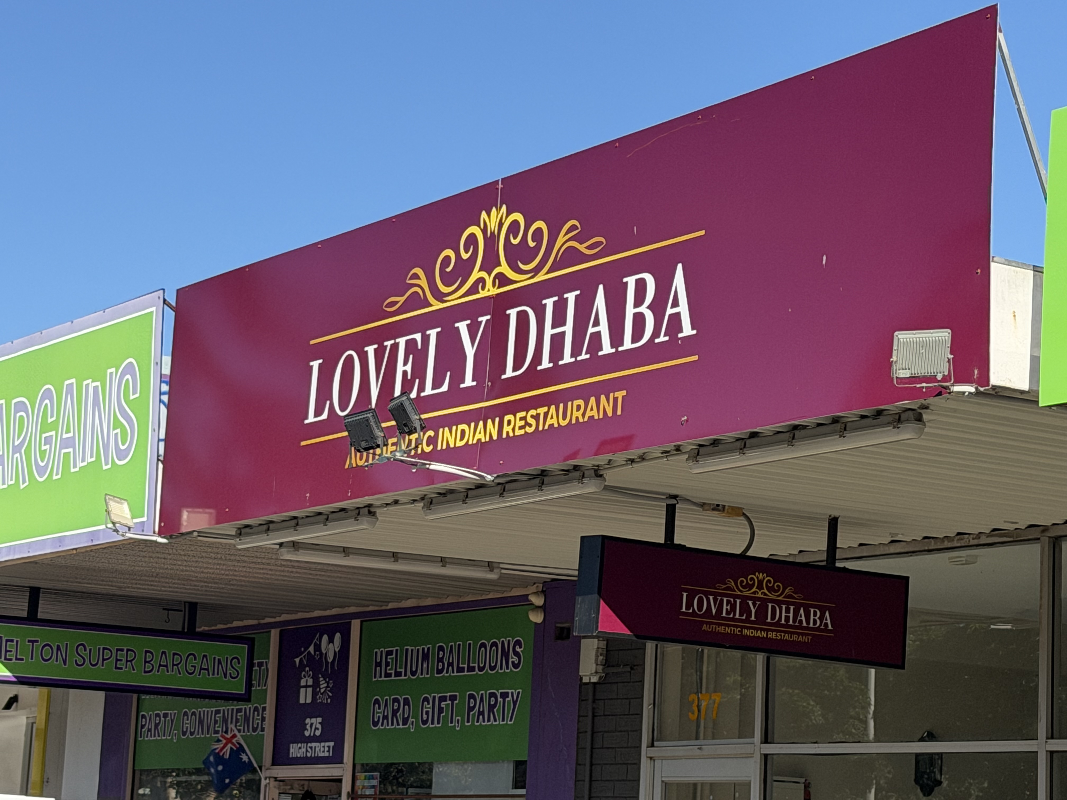 Lovely Dhaba External Signage on Melton High Street