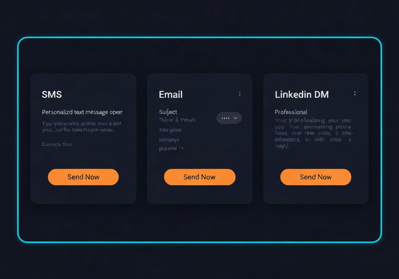 AI Conversation Starters showing personalized SMS, email, and LinkedIn DM openers for identified visitors