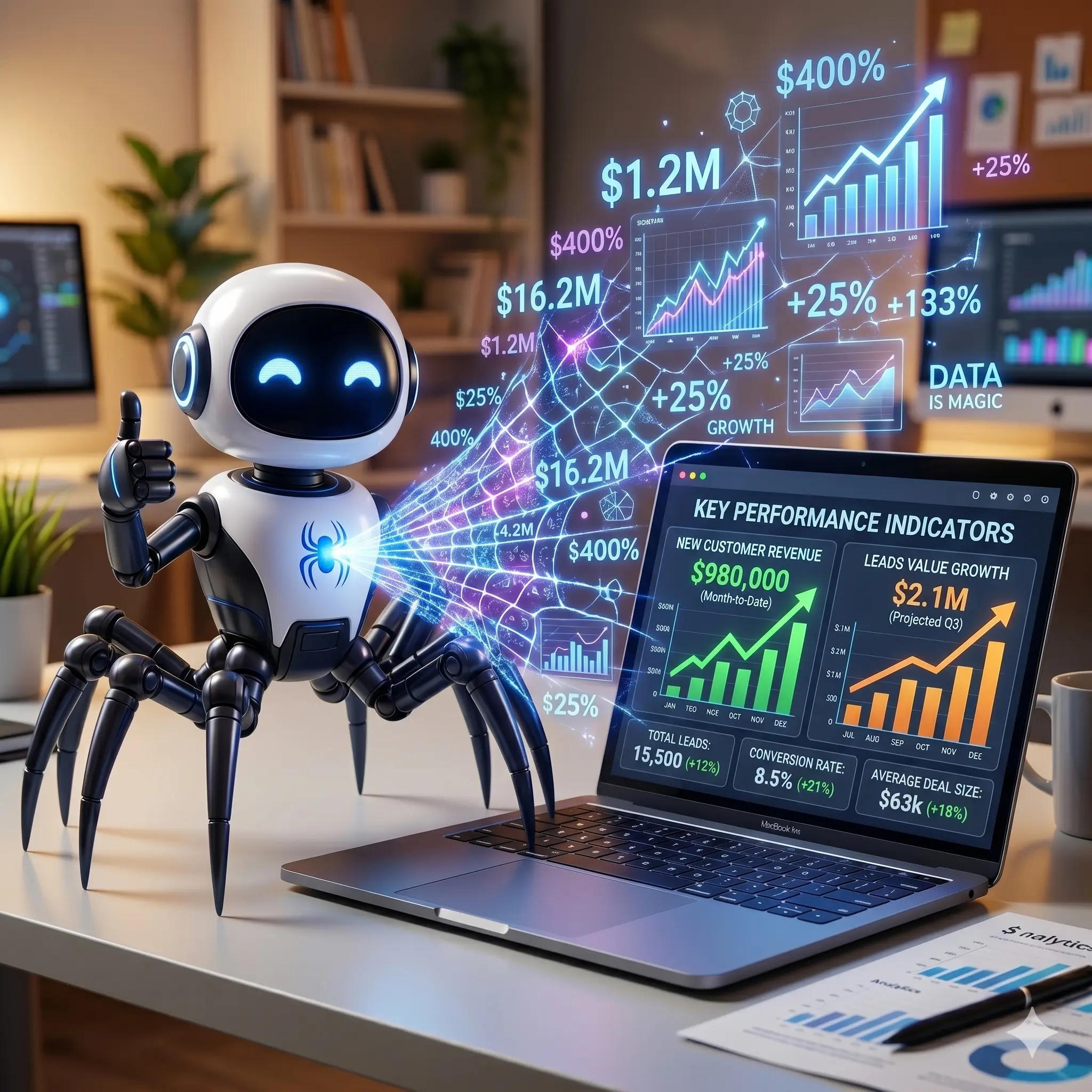 Amos SpyderBot identifying anonymous website visitors and delivering real-time lead data