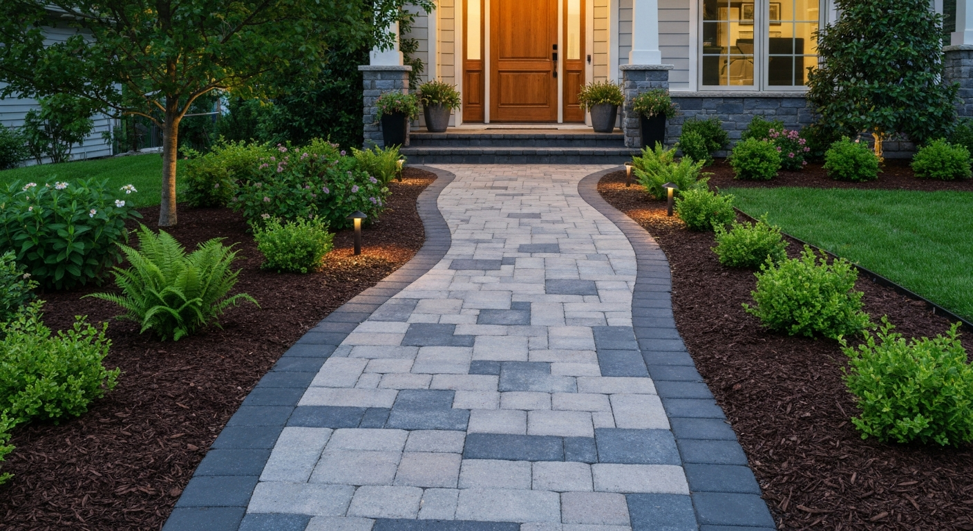 Winding paver walkway in Alachua County, FL