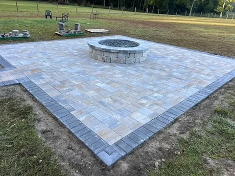 Custom paver fire pit installation