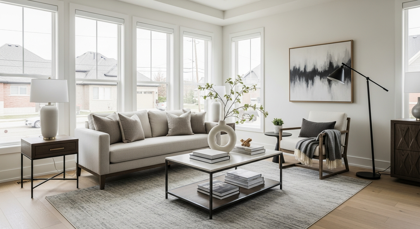 Beautiful furnished living room for NuBNB mid-term rental