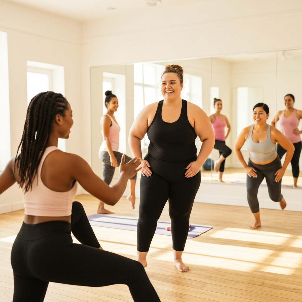 Small group class with diverse women