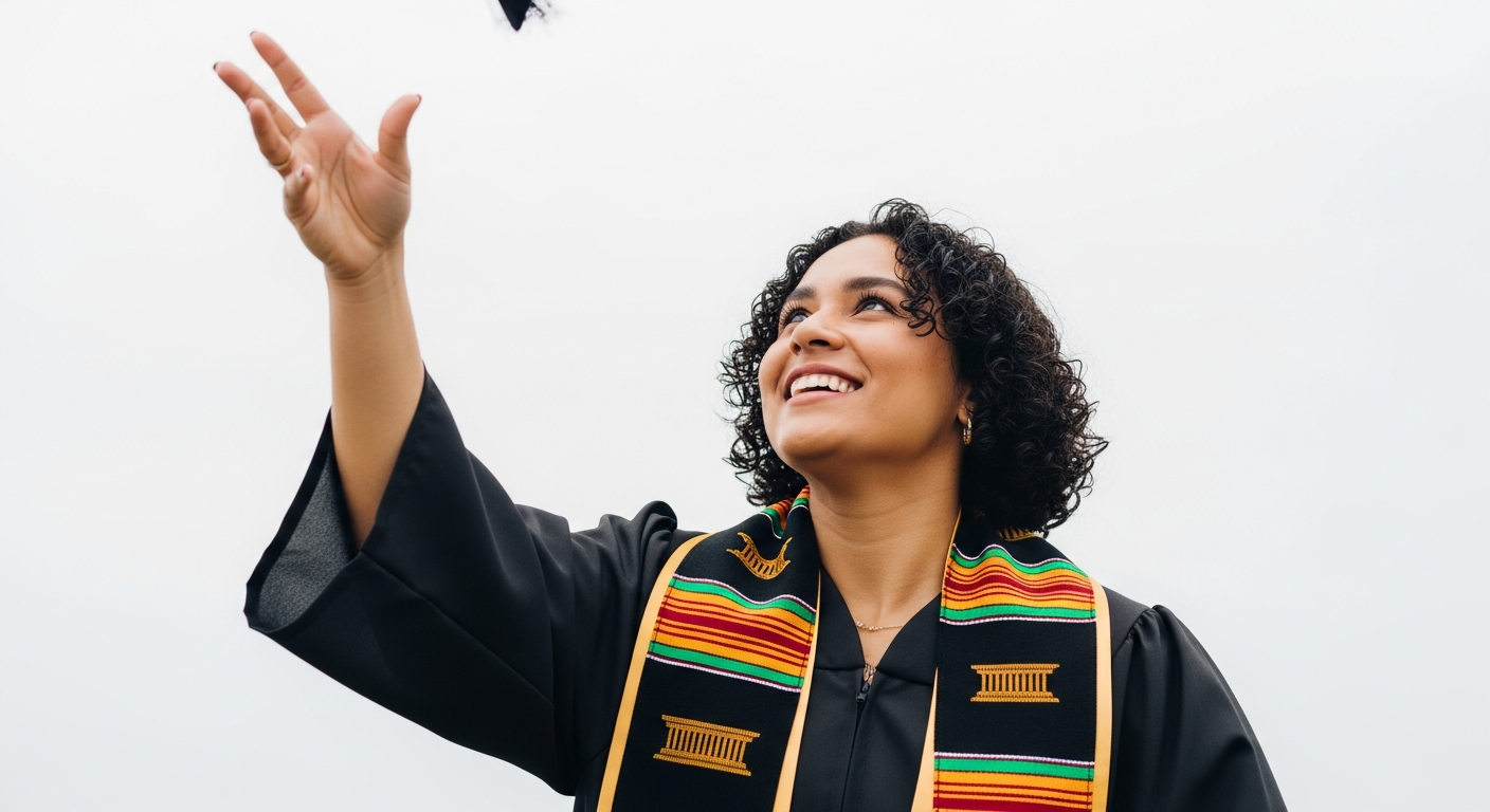 Graduate with custom stole