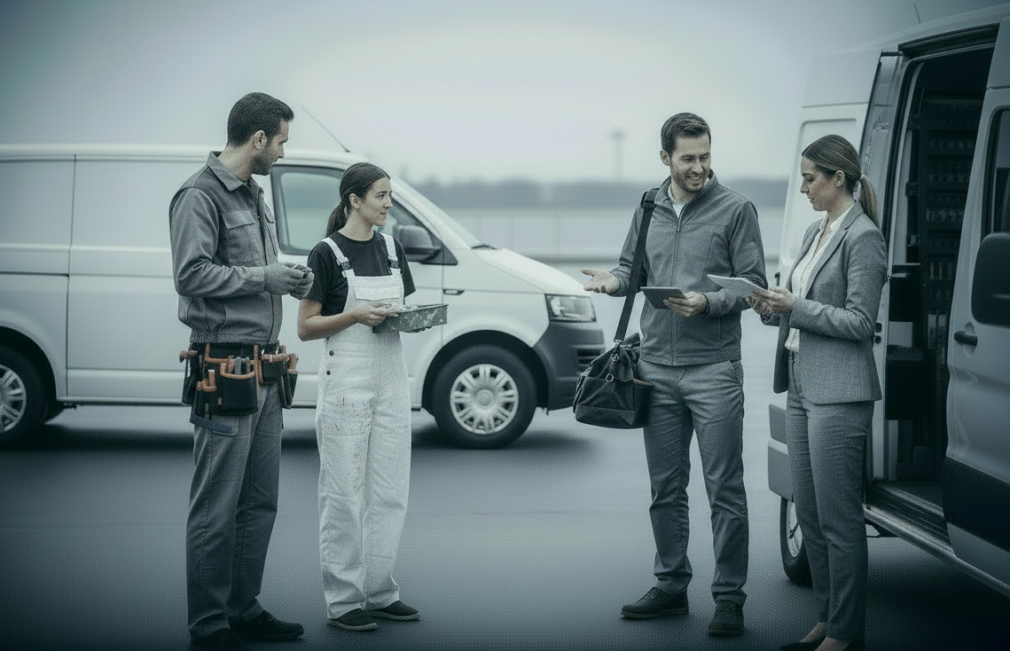 Tradesperson and service team managing leads