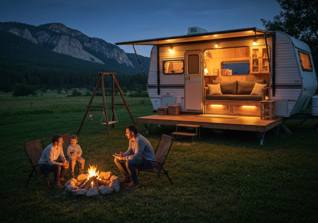 Second cozy family-friendly scenic camper setup at Pride's Mountain