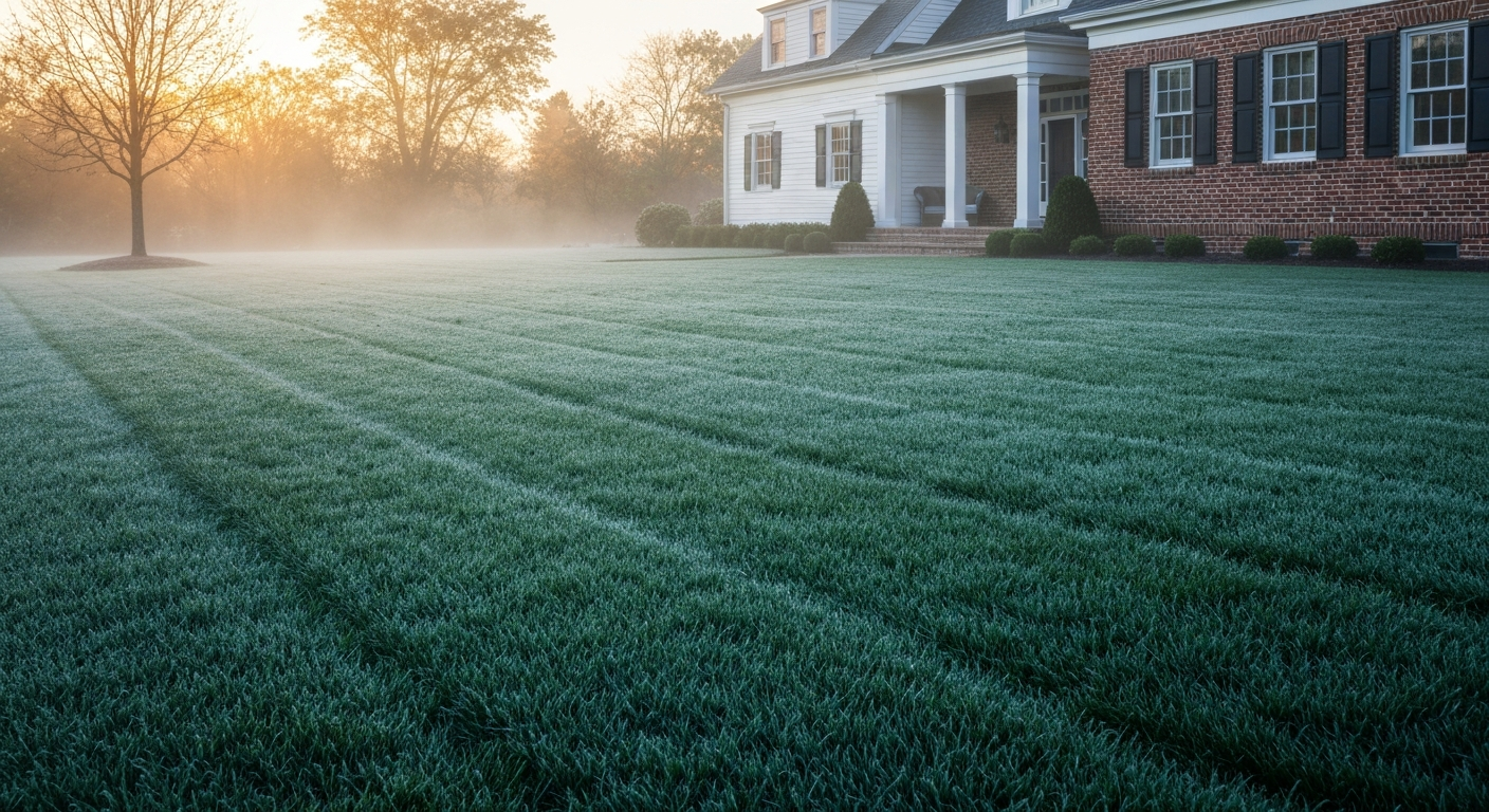 Cool season grass with morning frost