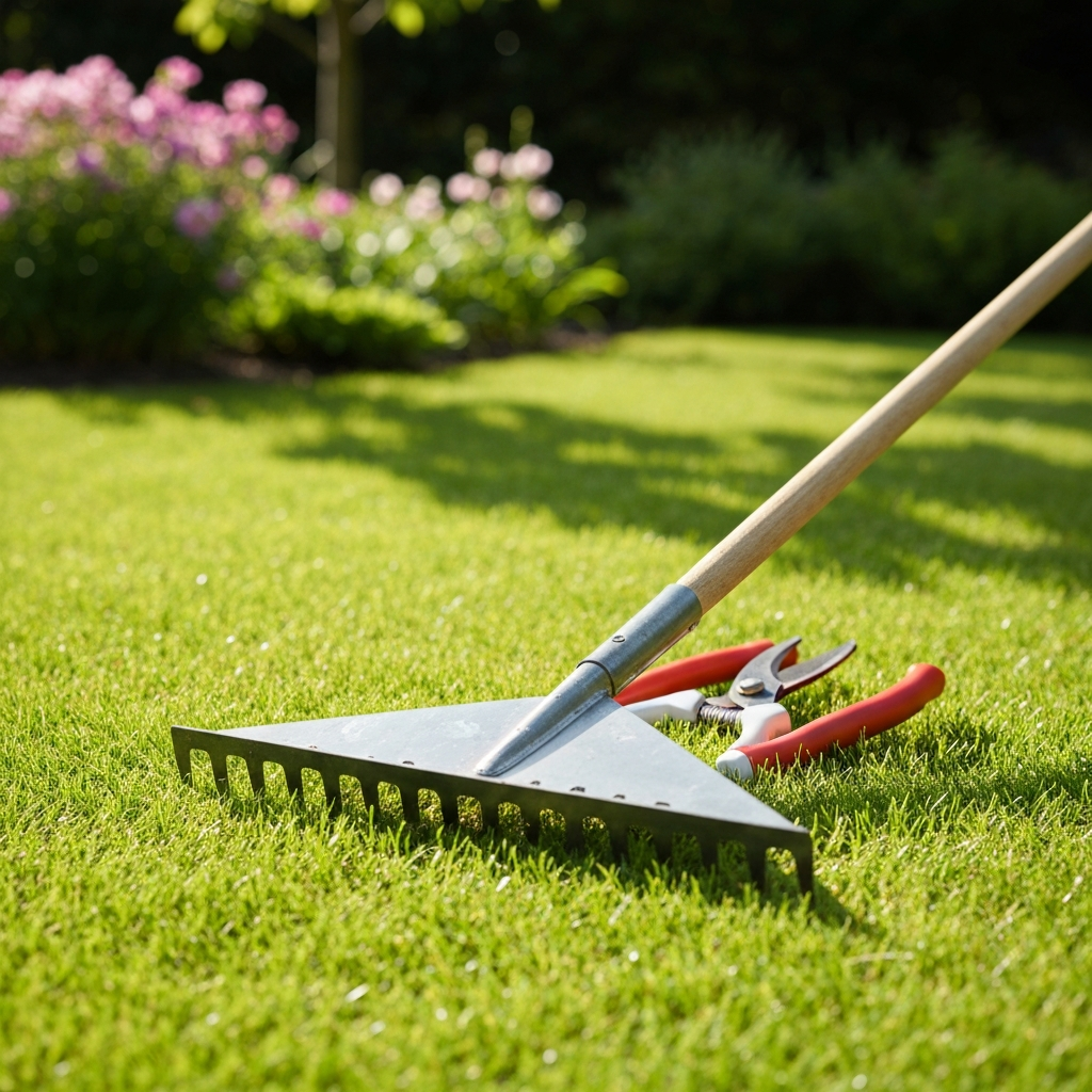 High quality garden rake and pruning shears