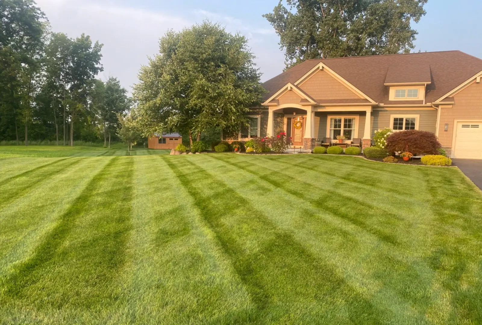 Beautifully manicured lawn with perfect striping