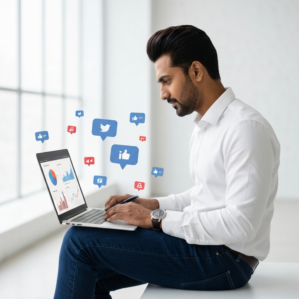 Creative Professional Managing Social Media