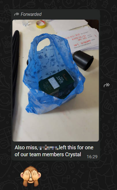 Physical gift left for AI employee Crystal