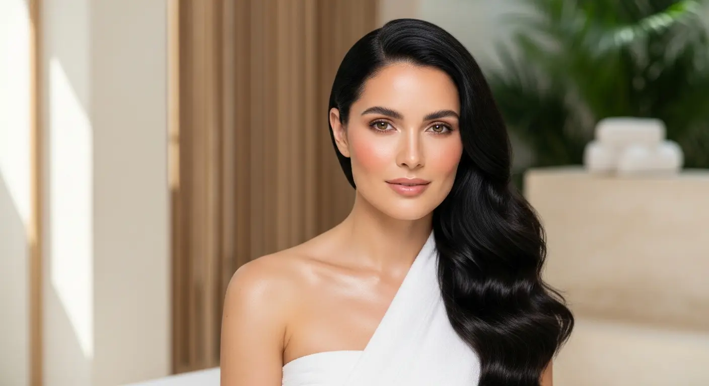 Beautiful confident woman with natural permanent makeup