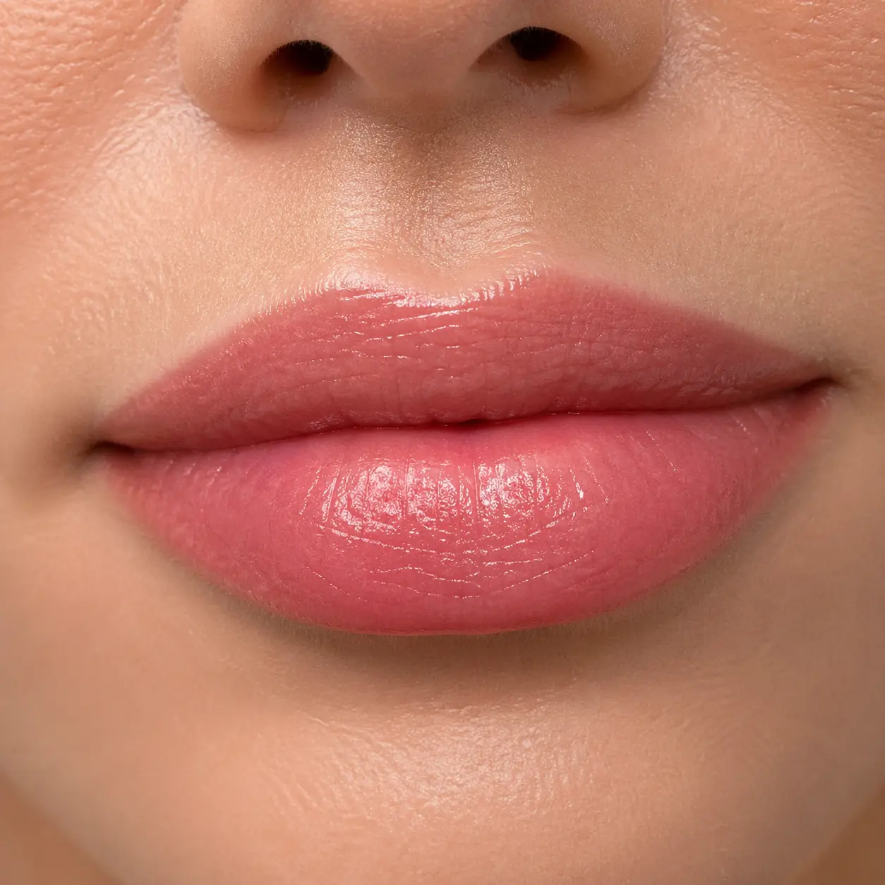 Healed lip blush result — soft natural tint