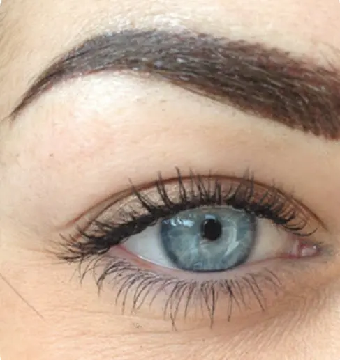 Close-up of classic permanent eyeliner result
