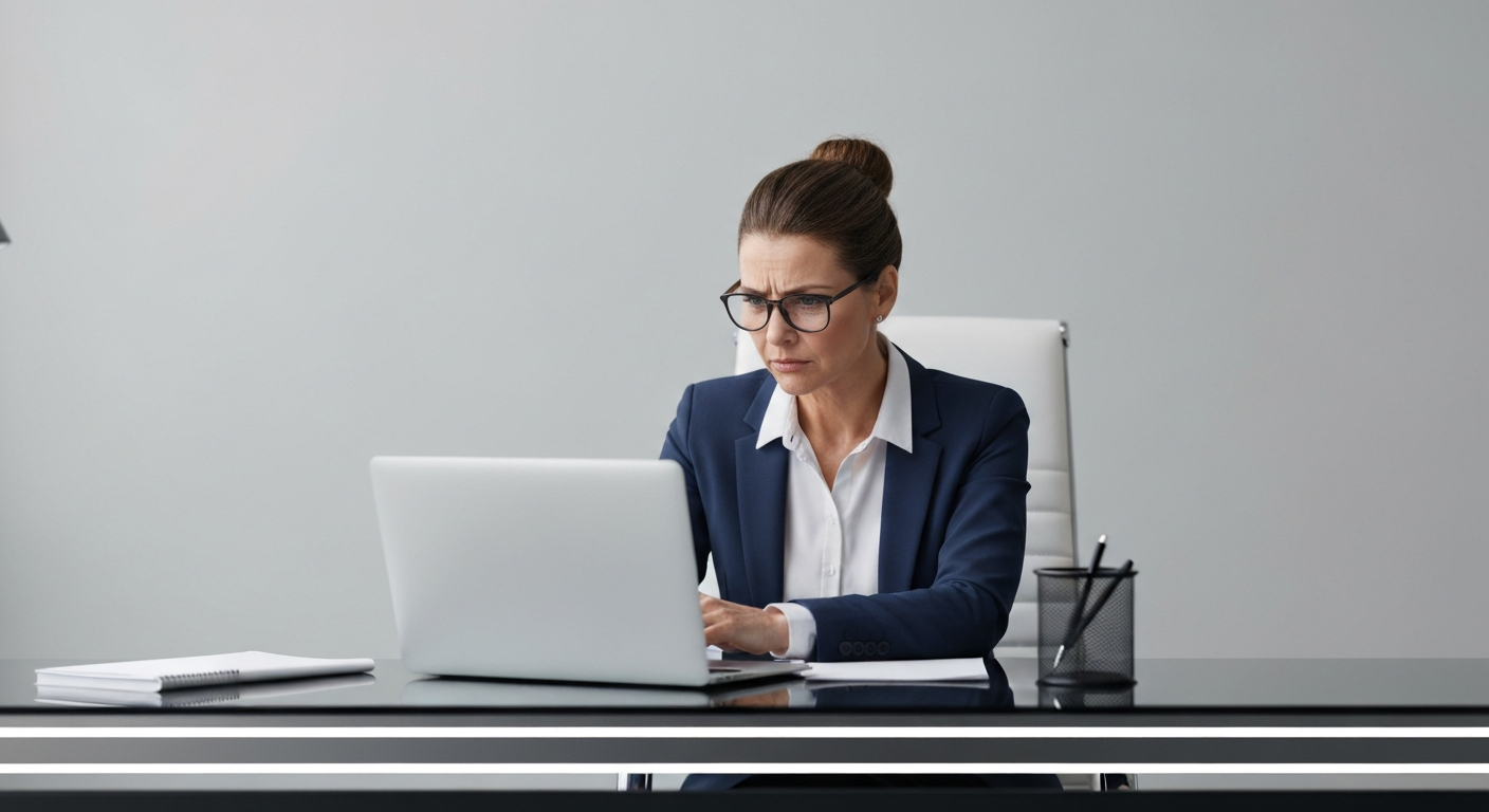 Frustrated coach staring at a low-converting sales page on their computer screen
