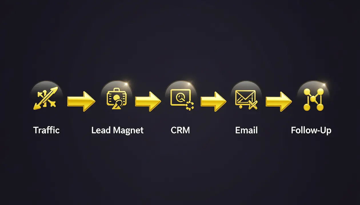 Client acquisition funnel system with automation and CRM