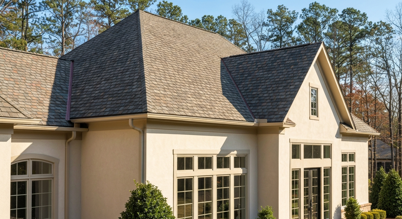 Real residential roof replacement project completed by our expert roofing contractors in Alpharetta, GA