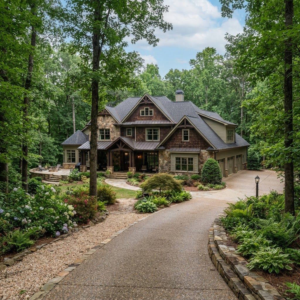 Larger lot property near Hamilton Mill with wooded privacy and mature hardwood trees