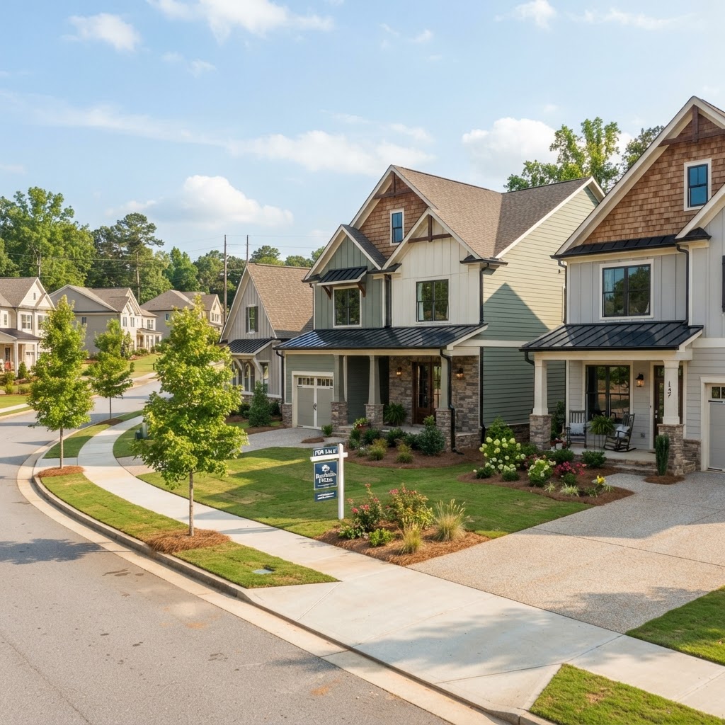 Custom executive home in Hamilton Mill with stone accents and professional landscaping