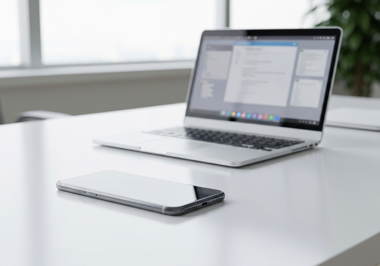 Smartphone on a clean desk showing communication
