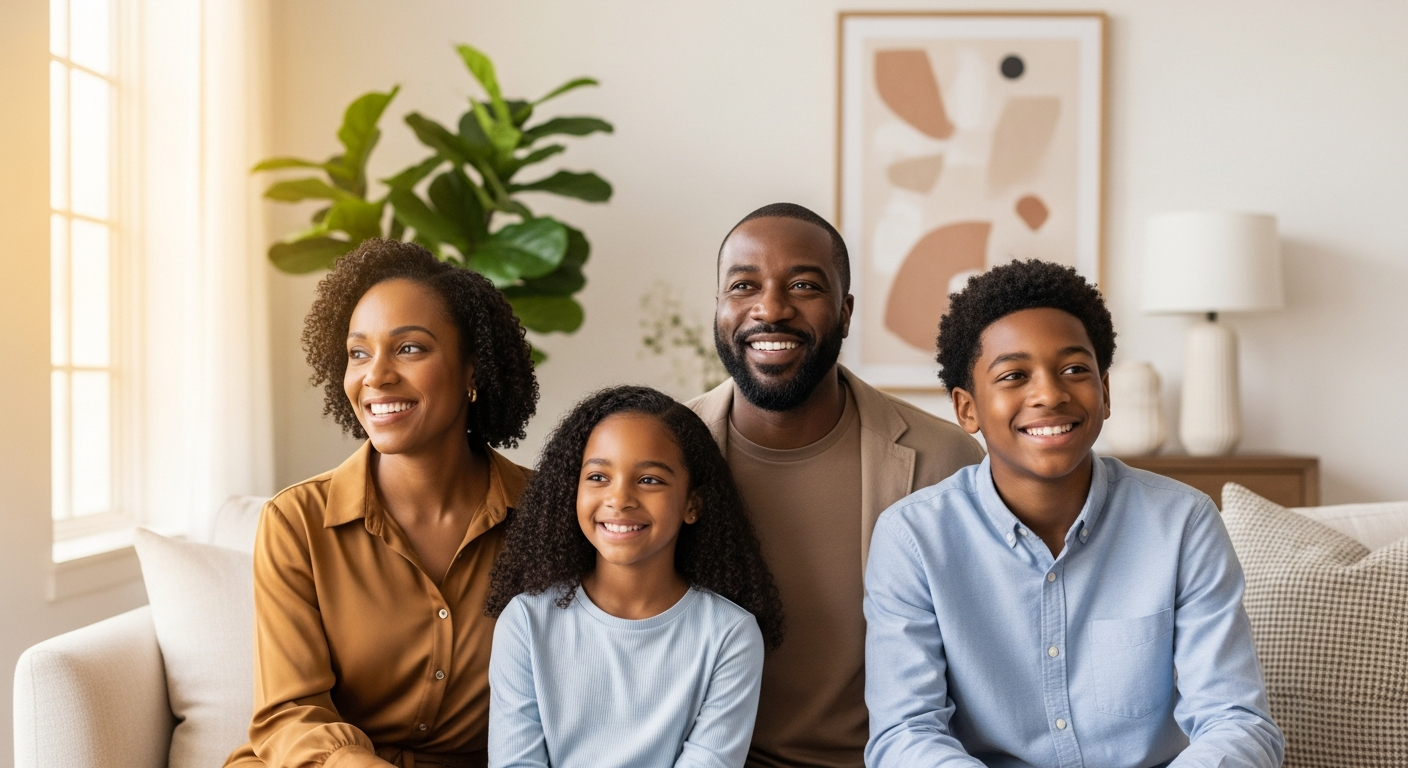 Happy black family