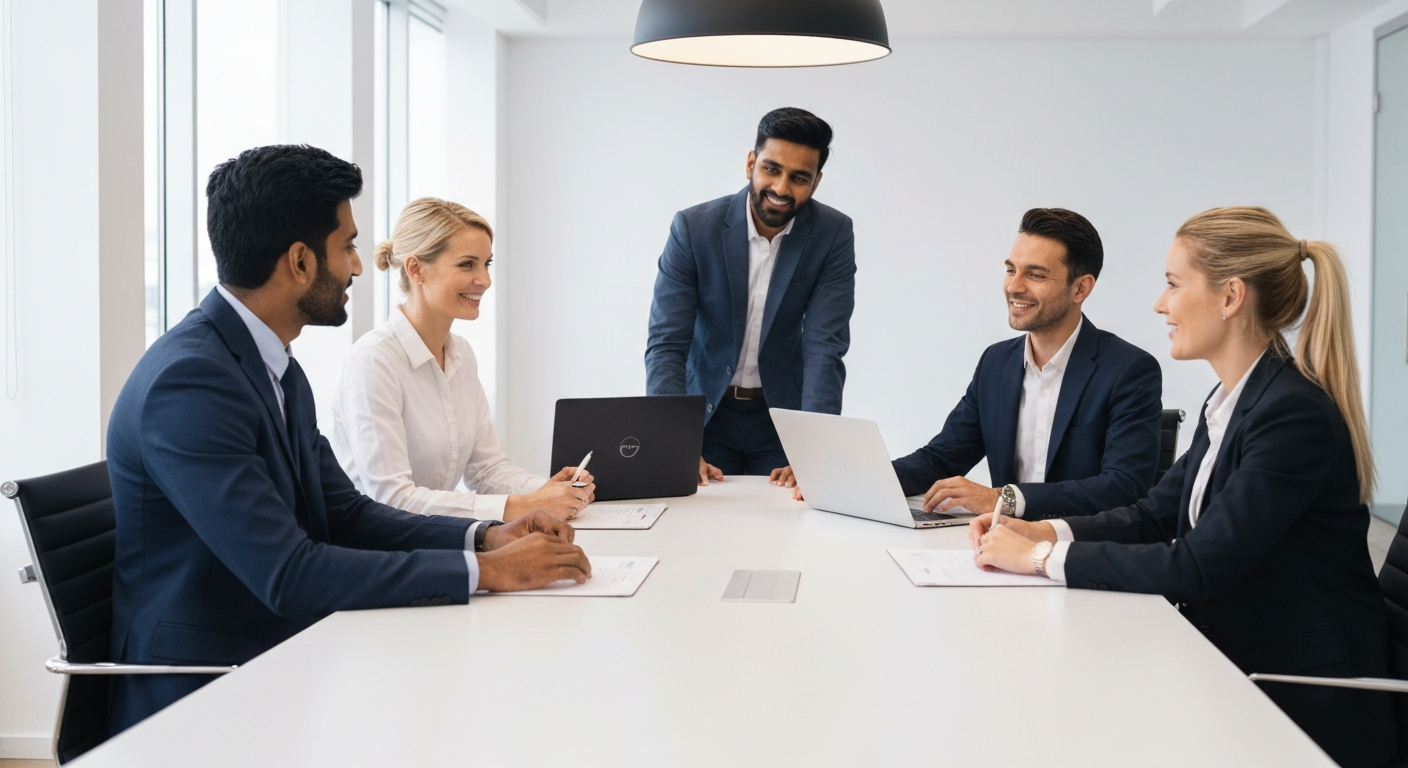 Diverse professionals collaborating