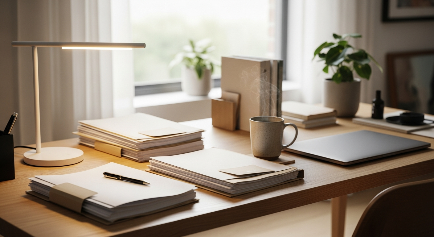 Organized desk with documents