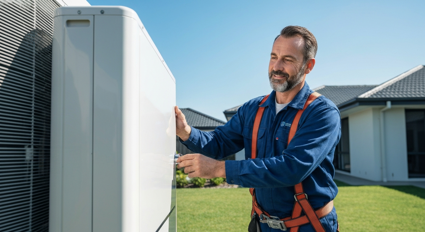 HVAC Technician working on AC unit