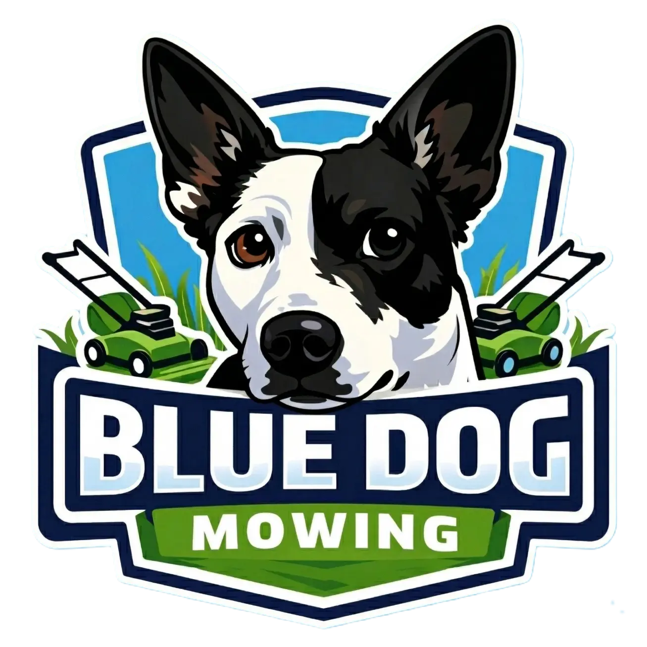 Blue Dog Mowing Logo