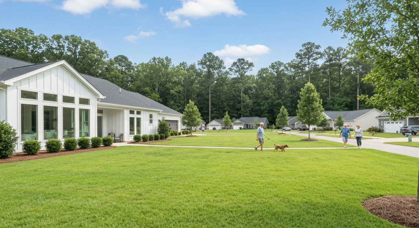 Modern single-story home in a 55+ active adult community in Upstate SC