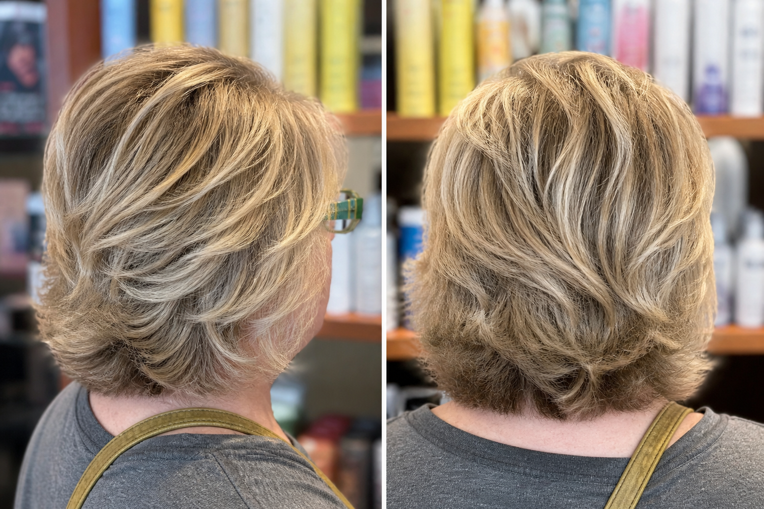 Before and after highlights showing soft blend and dimension