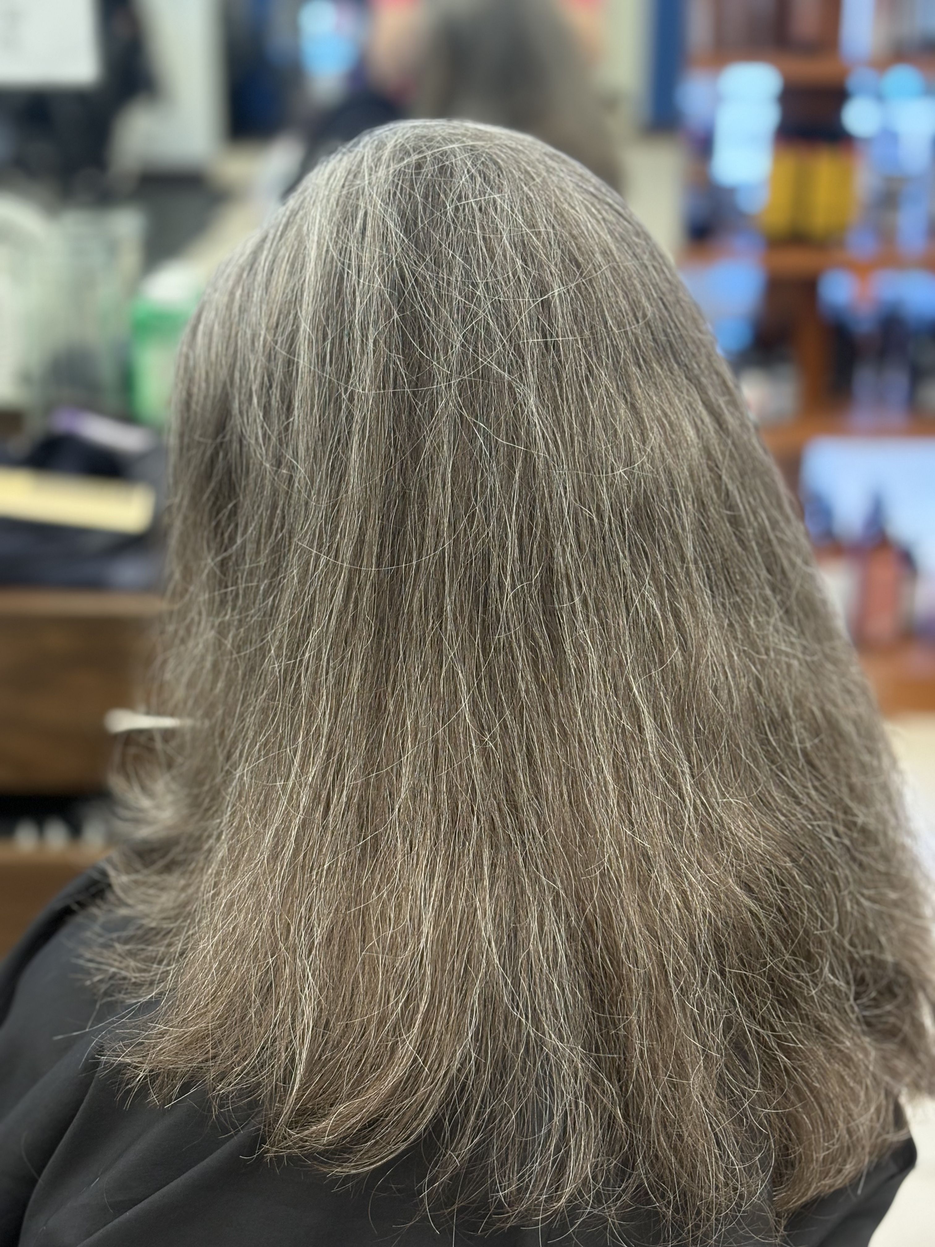 Before keratin treatment - frizzy hair side view