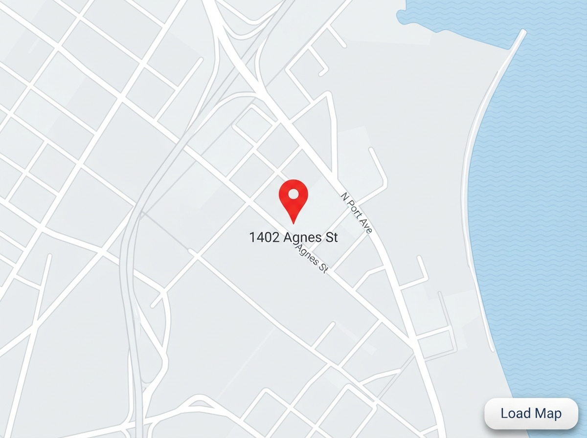 Zam Automotive location map at 1402 Agnes St, Corpus Christi, TX