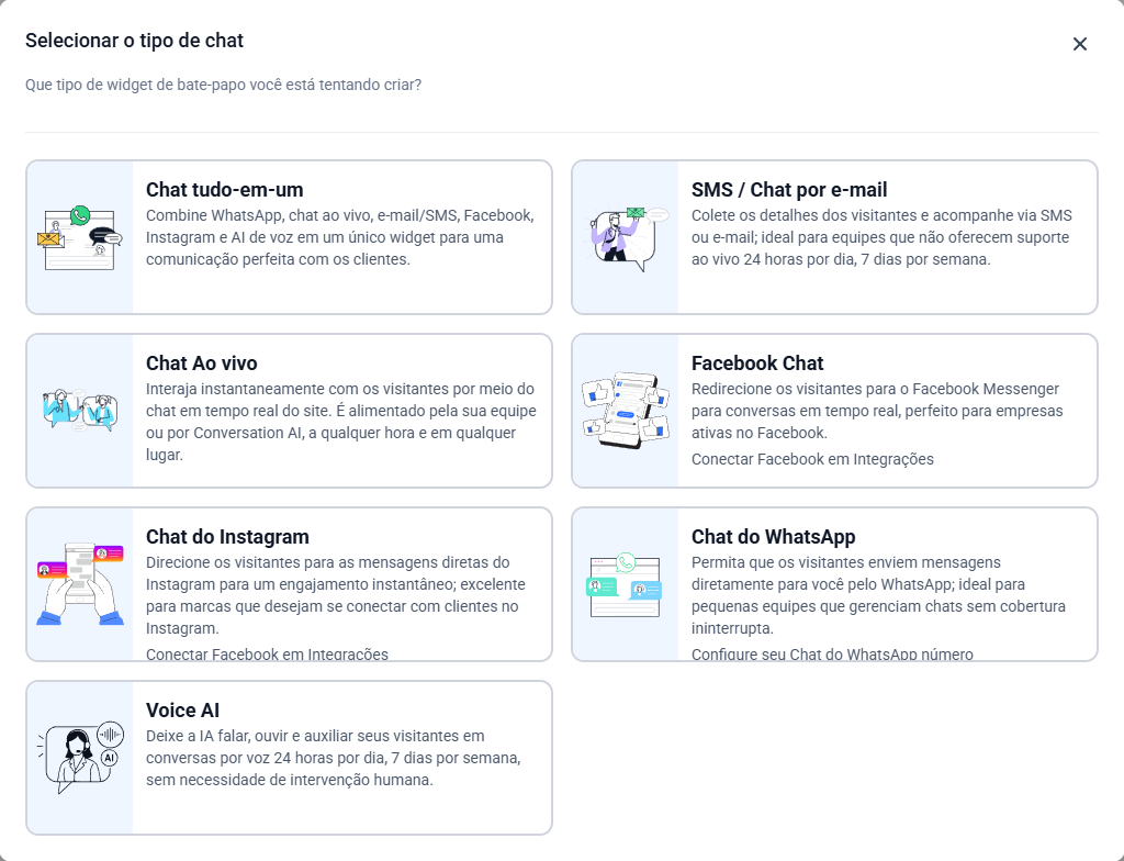 Opções de Widget de Chat da High Level