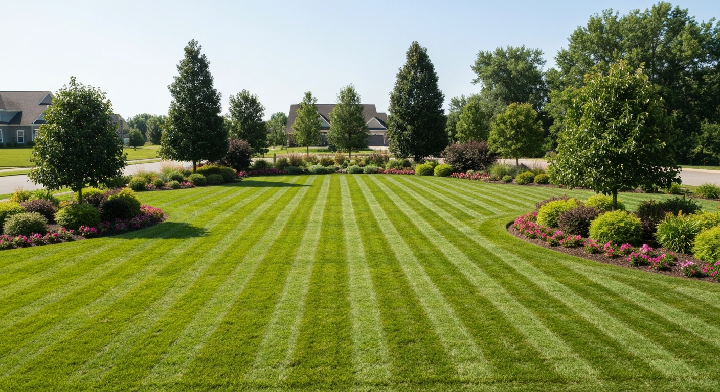 Perfectly manicured lawn and landscaping