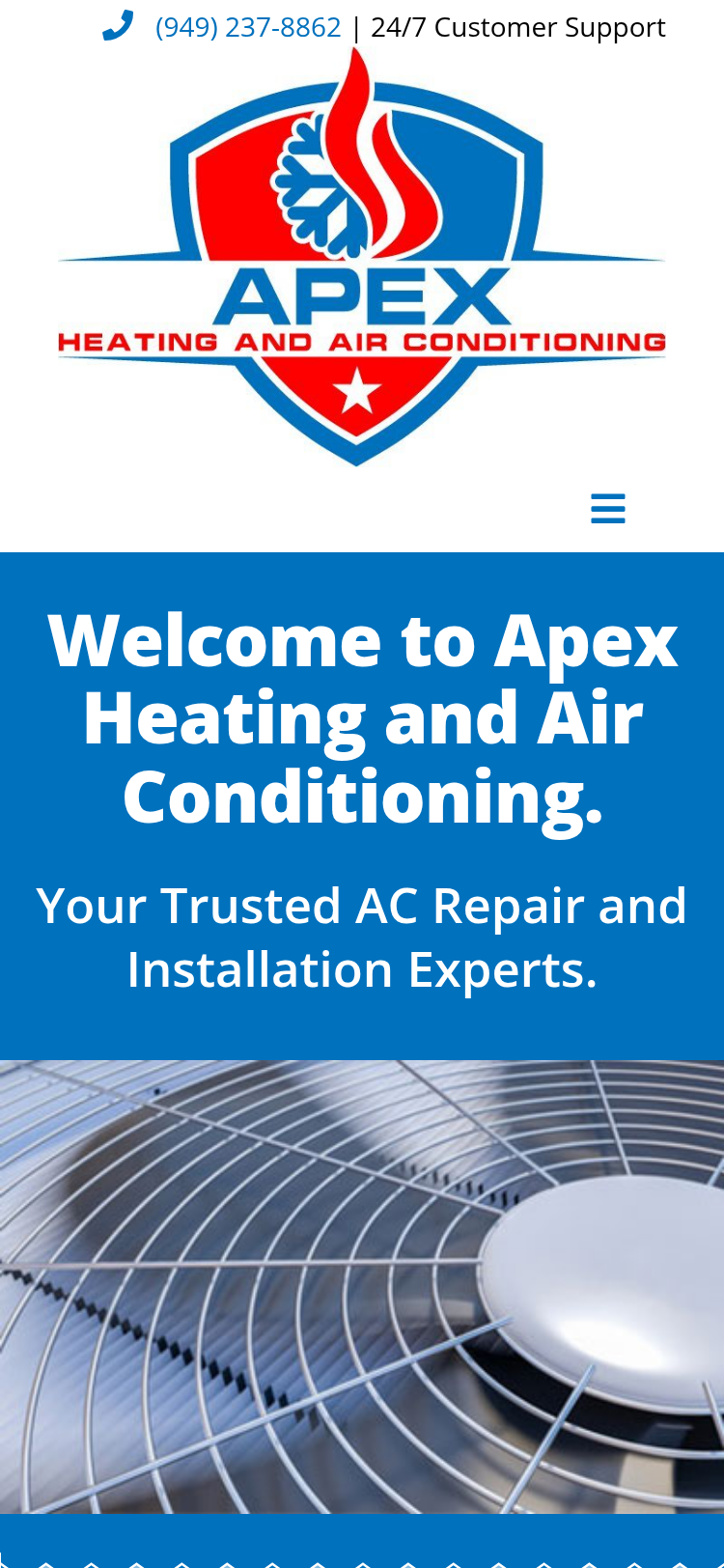 Apex HVAC Solutions responsive mobile website design on smartphone