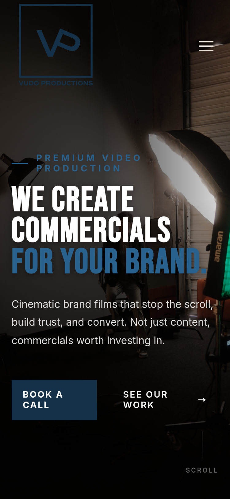 Vudo Productions responsive mobile website design on smartphone